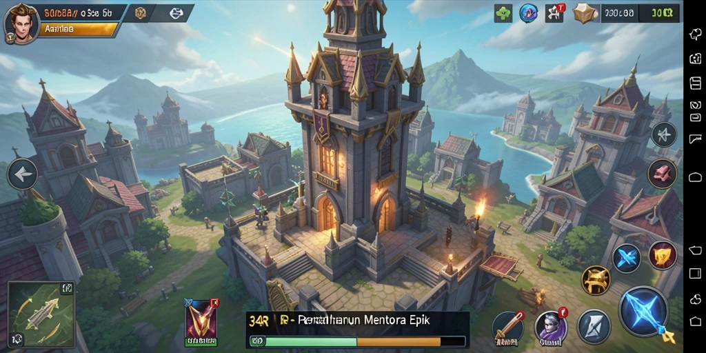 Tampilan menarik dari gameplay Tower Defense di 34R.