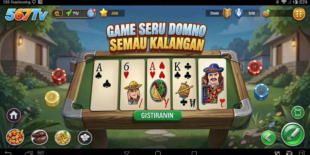 Screenshot utama 567TV menampilkan serunya gameplay Domino.