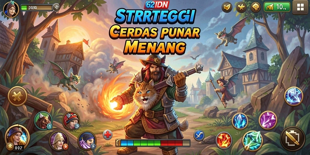 Tampilan gameplay menegangkan dalam game strategi 62IDN.
