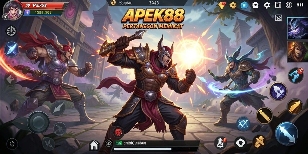 Screenshot APEK88 menampilkan pertarungan yang intens di arena.