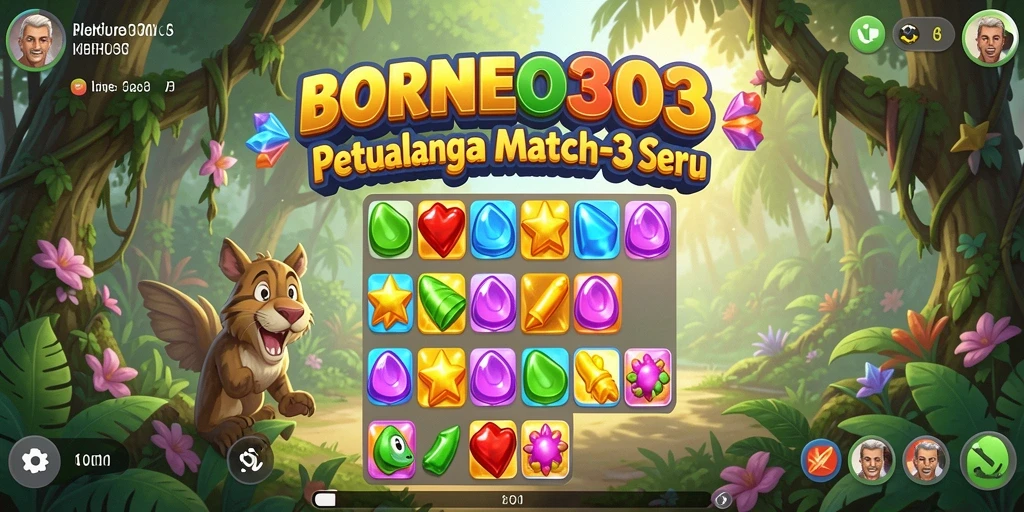 Tampilan gameplay seru dalam BORNEO303 saat mencocokkan item.