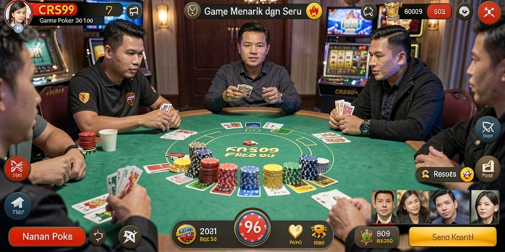 Tampilan utama gameplay Poker yang mendebarkan di CRS99.