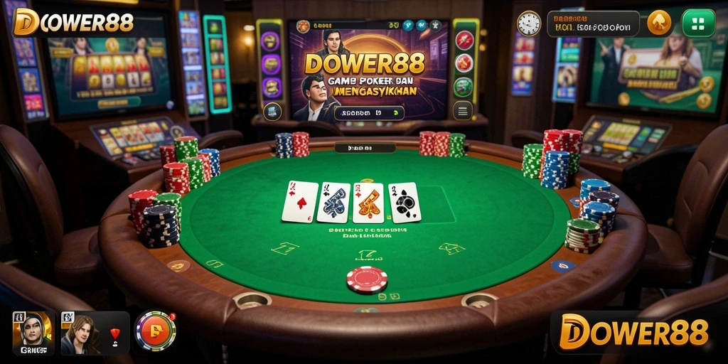 Screenshot gameplay DOWER88 menampilkan pengalaman poker seru dan interaktif.