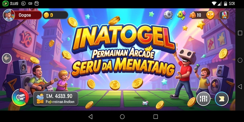 Screen utama INATOGEL menampilkan gameplay penuh aksi dan tantangan.