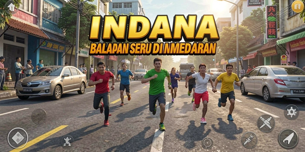 Gameplay seru INDAAA dengan mobil balap cepat dan trek menantang.