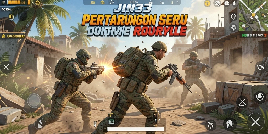 Tangkapan layar menunjukkan aksi mendebarkan dalam permainan Battle Royale.