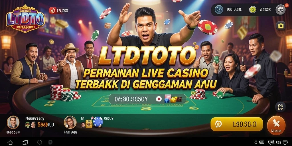 Screenshot gameplay LTDTOTO menampilkan suasana kasino yang hidup dan interaktif.