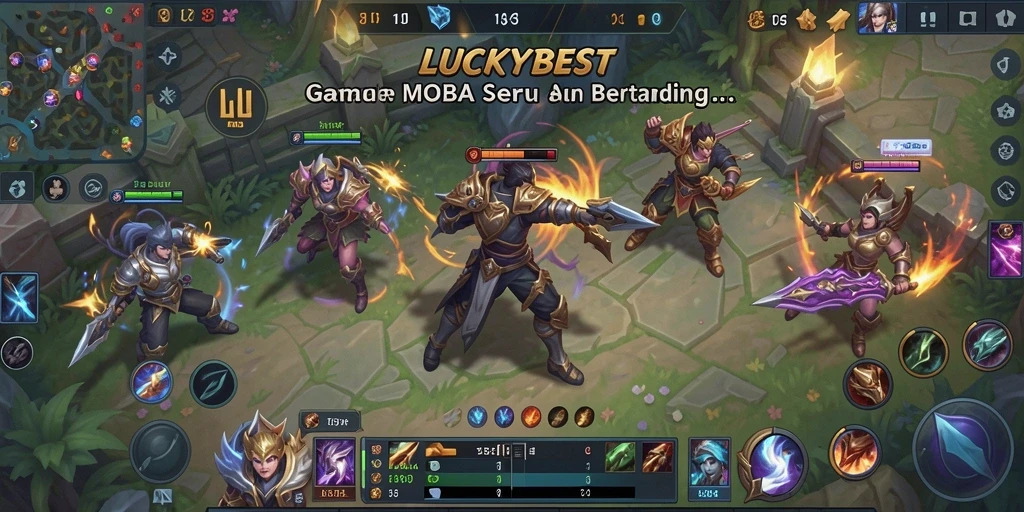 Screenshot LUCKYBEST menampilkan aksi seru dalam pertarungan MOBA.