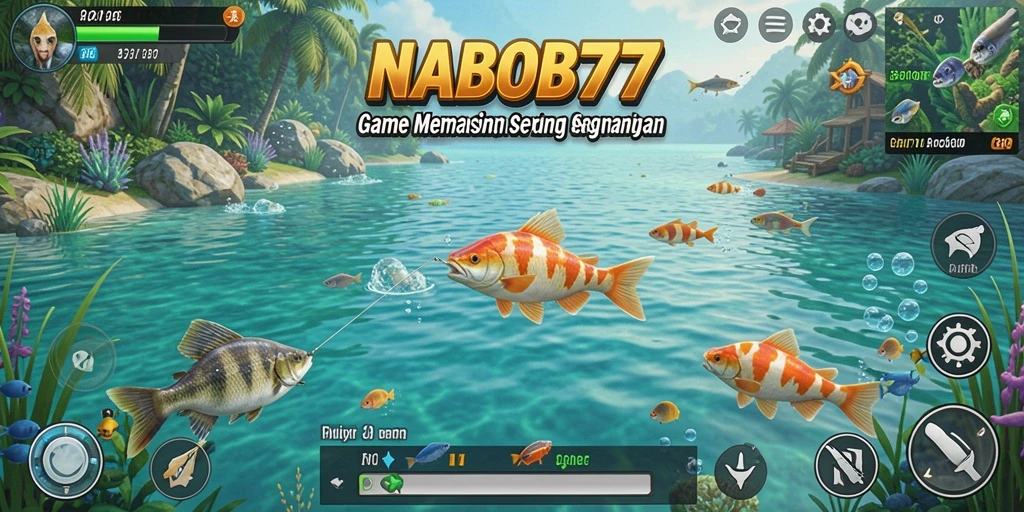 Tampilan gameplay NABOB77 dengan aksi memancing yang mendebarkan.