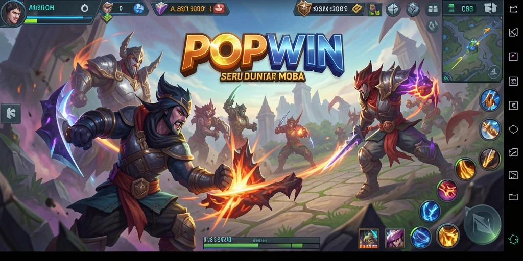 Tangkapan layar gameplay <strong>POPWIN</strong> dengan aksi pertempuran seru dan karakter yang unik.