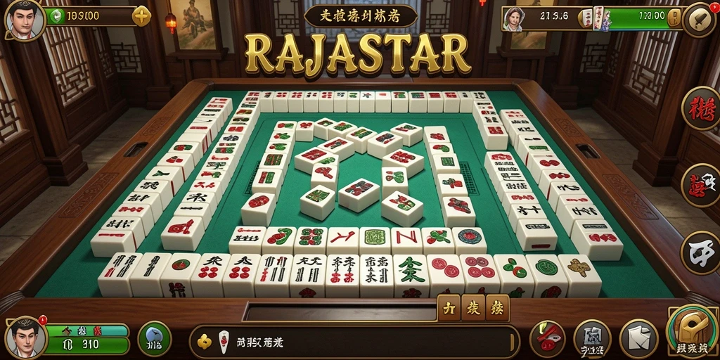 Tangkapan layar gameplay RAJASTAR yang menampilkan momen seru mencocokkan ubin Mahjong.