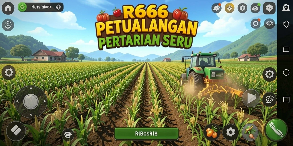 Tampilan gameplay RR666 dengan grafik pertanian yang menarik.