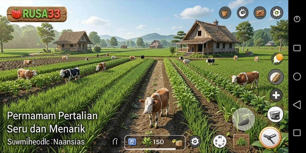 Tampilan gameplay RUSA33 dengan suasana pertanian yang alami.