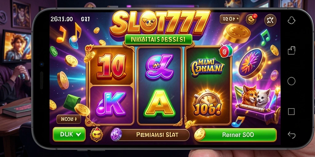Gameplay SLOT777 yang penuh warna dan irama musik.