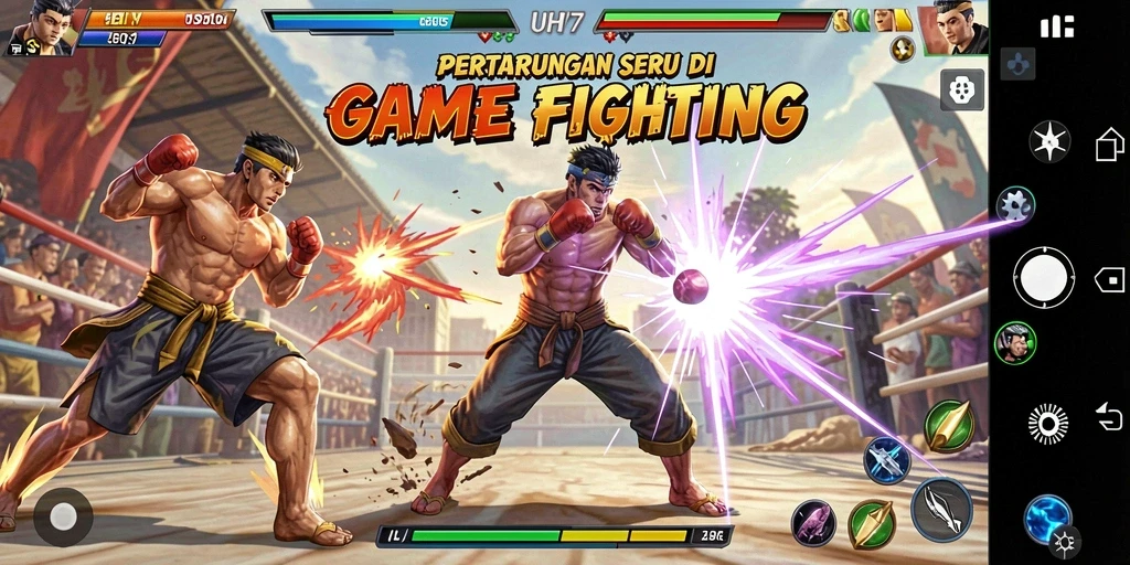 Tampilan gameplay UH77 yang seru dan dinamis saat bertarung.