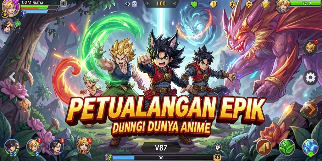 Tampilan gameplay V87 yang mendebarkan dalam dunia anime.